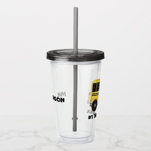 #1 Bus Driver Yellow School Bus Leerleraar Onderwi Acryl Drinkbeker (Rechts)