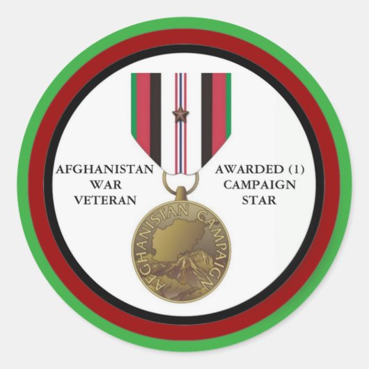 1 CAMPAGNE STAR AFGHANISTAN WAR VETERAN RONDE STICKER (Voorkant)