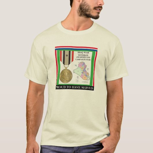 1 CAMPAIGN STAR IRAQ WAR VETERAN T-SHIRT (Voorkant)