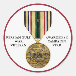 1 CAMPAIGN STAR PERSIAN GULF WAR VETERAN RONDE STICKER