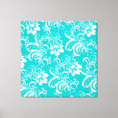 1 Canvas Blauwgroen Blauw Wit Damask Floral Afdruk (Voorkant)