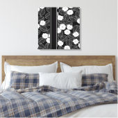 1 Canvas Zwart Wit Afwerking Damast Bloem (a) Afdruk (Insitu (Slaapkamer))