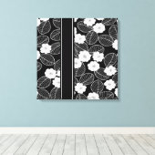 1 Canvas Zwart Wit Afwerking Damast Bloem (a) Afdruk (Insitu (Houten vloer))