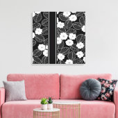 1 Canvas Zwart Wit Afwerking Damast Bloem (a) Afdruk (Insitu (Woonkamer))