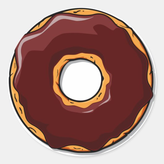 1 Cartoon Chocolade Donut Design Ronde Sticker (Voorkant)