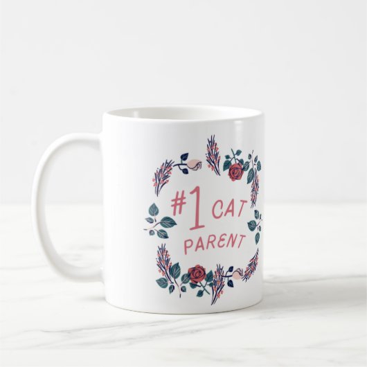 #1 Cat Parent Cute Cat Peach Design Koffiemok (Links)