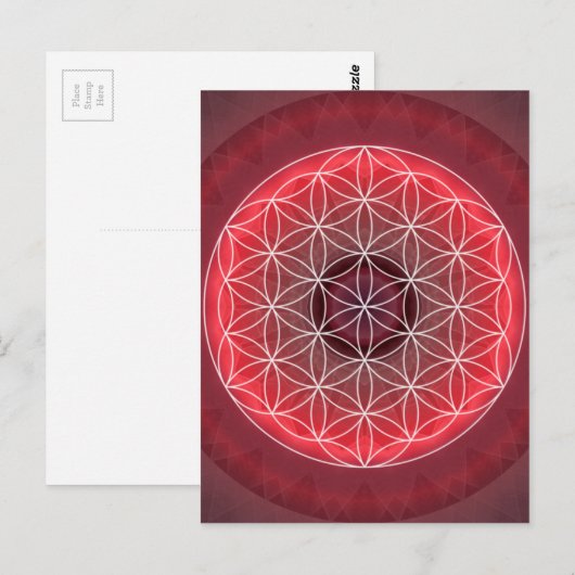 1 Chakra Flower of Life red Briefkaart (Voorkant / Achterkant)
