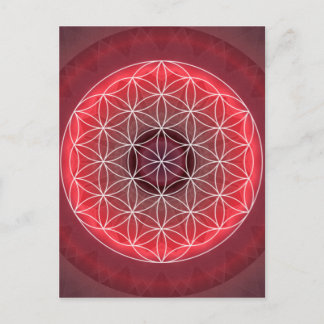 1 Chakra Flower of Life red Briefkaart