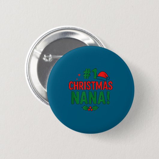 #1 Christmas Nana  Ronde Button 5,7 Cm (Voorkant /achterkant)