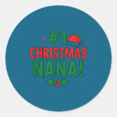 #1 Christmas Nana  Ronde Sticker (Voorkant)
