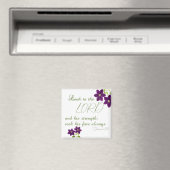 1 Chronicles 1611 Kijk naar de Heer, Paarse Floral Magneet (Insitu (Vaatwasser))