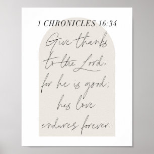 1 Chronicles 16:34 Manuscript beige Arch Poster