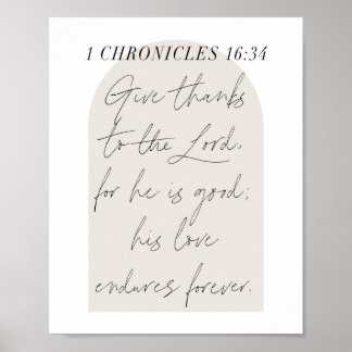 1 Chronicles 16:34 Manuscript beige Arch Poster