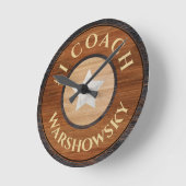 #1 Coach Rustic Brown Wood Star Ronde Klok (Hoek)