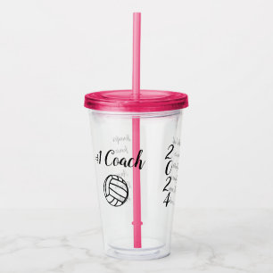 #1 Coach Volleybal met namen van spelers Acryl Drinkbeker