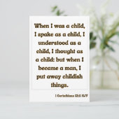 1 Corinthians 13:11 Bijbelscriptgroet Kaart (Staand voorkant)