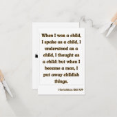 1 Corinthians 13:11 Bijbelscriptgroet Kaart (Voorkant / Achterkant in situ)