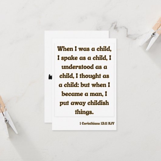 1 Corinthians 13:11 Bijbelscriptgroet Kaart (Voorkant / Achterkant in situ)