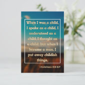 1 Corinthians 13:11 Bijbelscriptie Pic Greeting Kaart (Staand voorkant)