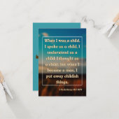 1 Corinthians 13:11 Bijbelscriptie Pic Greeting Kaart (Voorkant / Achterkant in situ)