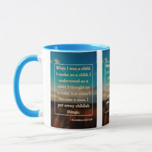 1 Corinthians 13:11 Bijbelscriptie Pic Two-Tone Mok