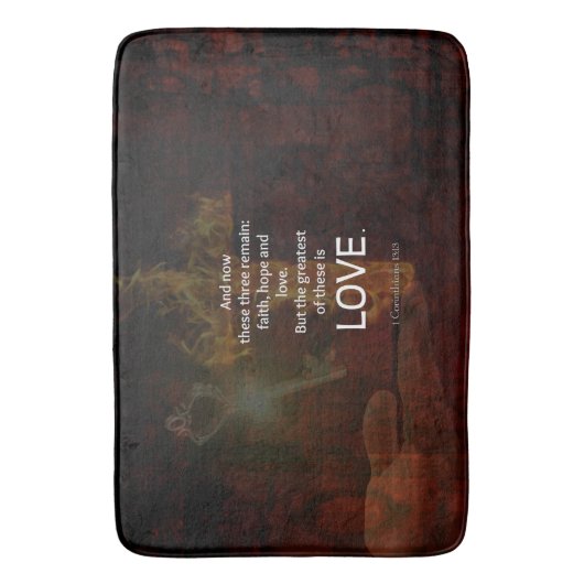1 Corinthians 13:13 Bijbelversen citaat over LOVE Badmat (Voorkant Verticaal)