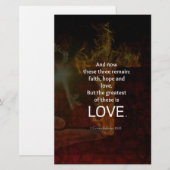 1 Corinthians 13:13 Bijbelversen citaat over LOVE Briefpapier (Voorkant / Achterkant)