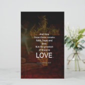 1 Corinthians 13:13 Bijbelversen citaat over LOVE Briefpapier (Staand voorkant)