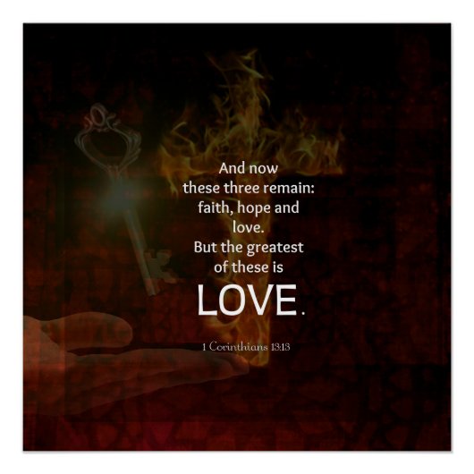1 Corinthians 13:13 Bijbelversen citaat over LOVE Perfect Poster (Voorkant)