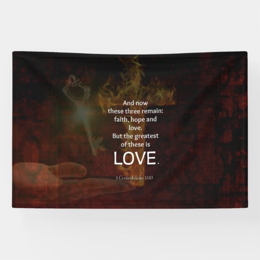 1 Corinthians 13:13 Bijbelversen citaat over LOVE Spandoek (Horizontaal)