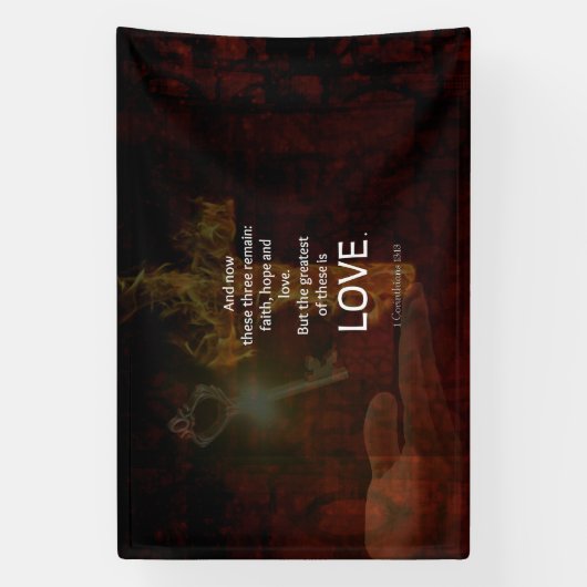 1 Corinthians 13:13 Bijbelversen citaat over LOVE Spandoek (Verticaal)