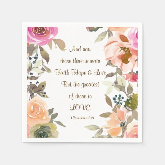 1 Corinthians 13:13 Faith Hope Love Bijbel Verse Servet (Voorkant)
