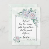1 Corinthians 13:13 Faith Hope Love, Bijbelverse Briefkaart (Voorkant / Achterkant)
