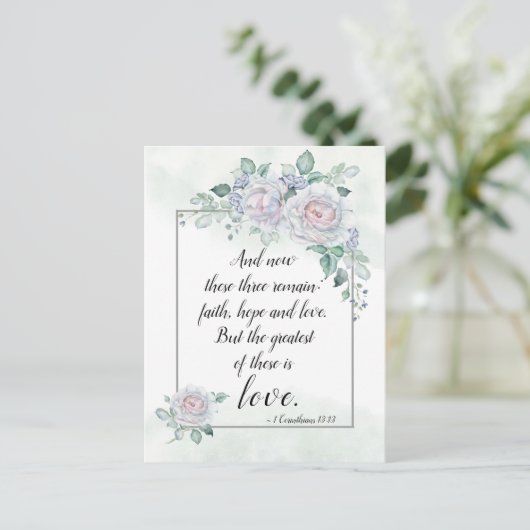 1 Corinthians 13:13 Faith Hope Love, Bijbelverse Briefkaart (Staand voorkant)