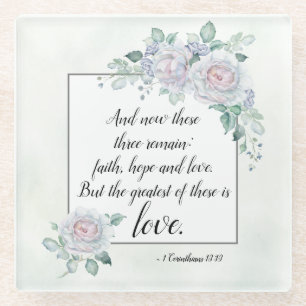 1 Corinthians 13:13 Faith Hope Love, Bijbelverse Glazen Onderzetter