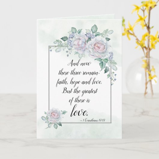 1 Corinthians 13:13 Faith Hope Love, Bijbelverse Kaart (Gele Bloem)