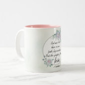 1 Corinthians 13:13 Faith Hope Love, Bijbelverse Tweekleurige Koffiemok (Voorkant links)