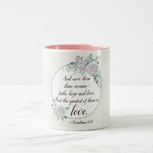 1 Corinthians 13:13 Faith Hope Love, Bijbelverse Tweekleurige Koffiemok