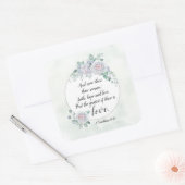 1 Corinthians 13:13 Faith Hope Love, Bijbelverse Vierkante Sticker (Envelop)