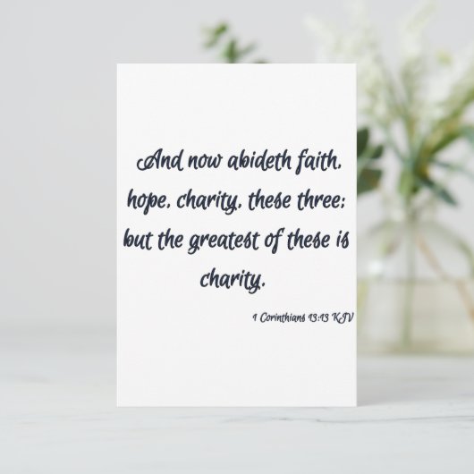1 Corinthians 13:13 KJV Bijbelscriptgroet Kaart (Staand voorkant)
