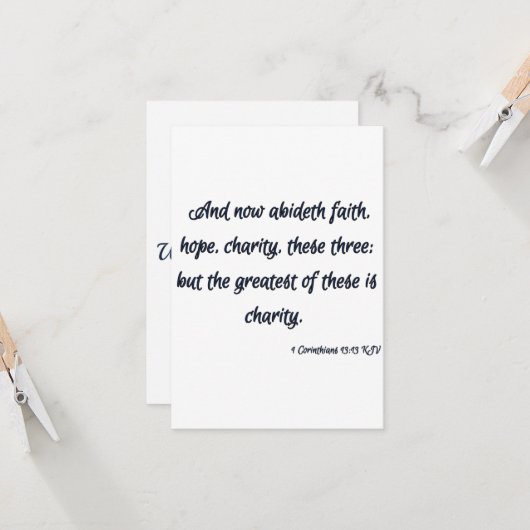 1 Corinthians 13:13 KJV Bijbelscriptgroet Kaart (Voorkant / Achterkant in situ)