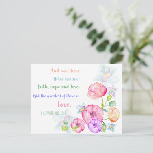 1 corinthians 13:13 Love Bible Verse Briefkaart (Staand voorkant)