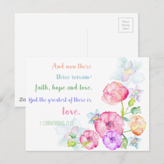 1 corinthians 13:13 Love Bible Verse Briefkaart (Voorkant / Achterkant)