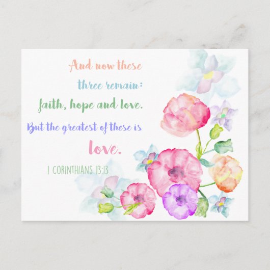 1 corinthians 13:13 Love Bible Verse Briefkaart (Voorkant)