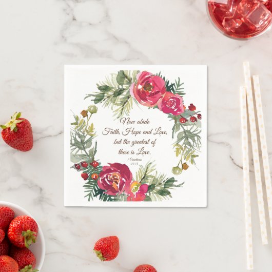 1 Corinthians 13:13 Rode rozen kerstmis Servet (Insitu)