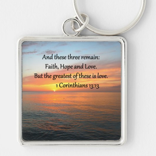 1 CORINTHIANS 13:13 SUNRISE FOTO SLEUTELHANGER (Voorkant)