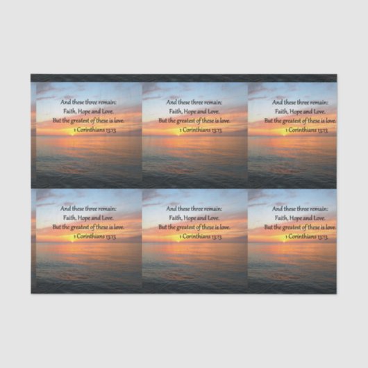1 CORINTHIANS 13:13 SUNRISE FOTO TISSUEPAPIER (Voorkant)
