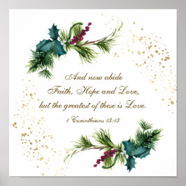 1 Corinthians 13:13 Winter Evergreen Kerstmis Poster