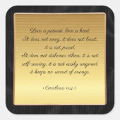 1 Corinthians 13:4-5 Love, Vierkante Sticker (Voorkant)