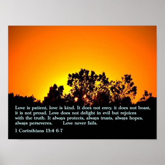 1 Corinthians 13:4 6-7 Sunset Poster (Voorkant)